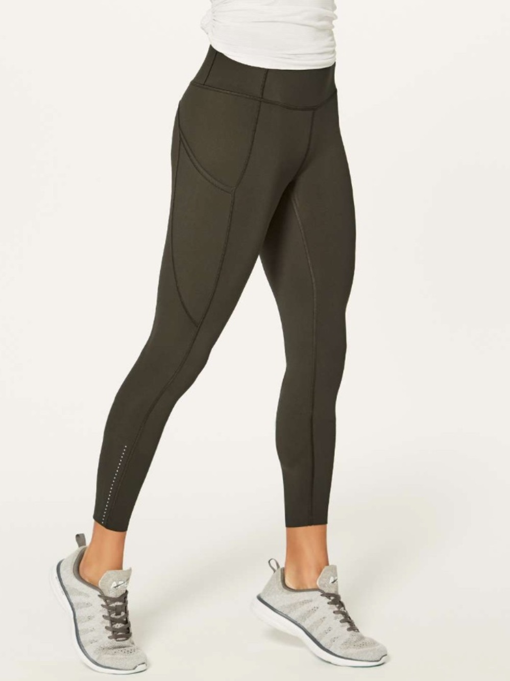Lululemon Fast & Free 7/8 Tight II Nulux 25” Dark Olive First Release Size 4 GUC